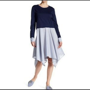 Navy spring layered dress, prairie meets modern